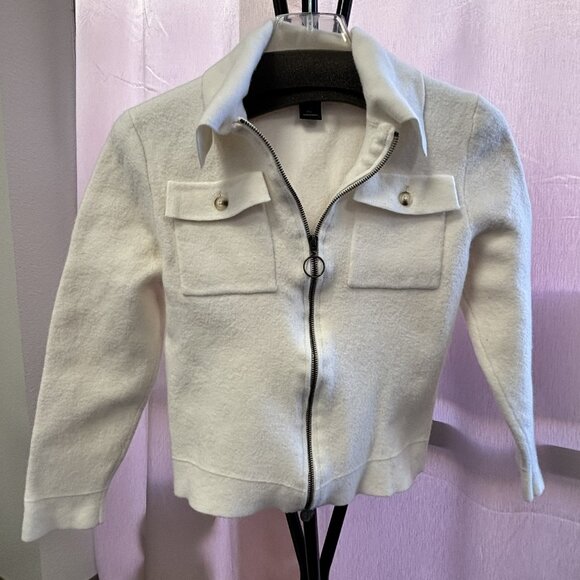 Girls White Zip-Up Sweater Jacket – Size (Large) – Soft New - Picture 1 of 2